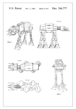 Patenttegning - Star Wars - Walker - Hvid Plakat (21x29.7 cm (A4))