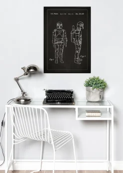 Patenttegning - Star Wars - Boba Fett - Sort Plakat (21x29.7 cm (A4))