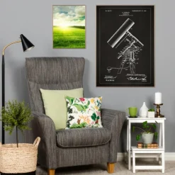 Patenttegning - Teleskop - Sort Plakat (21x29.7 cm (A4))