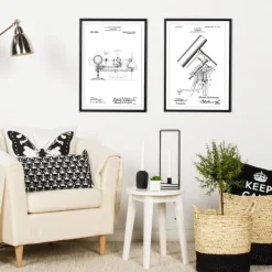 Patenttegning - Teleskop - Hvid Plakat (21x29.7 cm (A4))