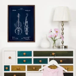 Patenttegning - Violin - Blå Plakat (21x29.7 cm (A4))