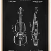 Patenttegning - Violin - Sort Plakat (21x29.7 cm (A4))