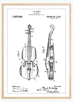 Patenttegning - Violin Plakat (21x29.7 cm (A4))