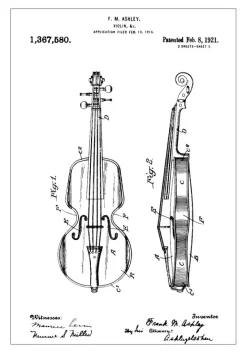 Patenttegning - Violin Plakat (21x29.7 cm (A4))