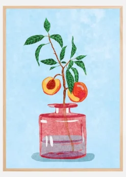 Peach Tree in Vase Plakat (21x29.7 cm (A4))