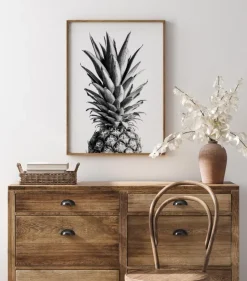Pineapple Bw Plakat (21x29.7 cm (A4))
