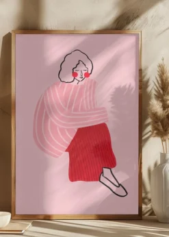 Pink and Red Line Lady Plakat (21x29.7 cm (A4))