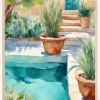 Pool with plants Plakat (21x29.7 cm (A4))