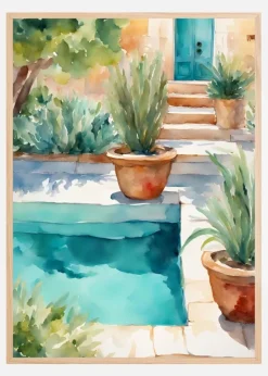 Pool with plants Plakat (21x29.7 cm (A4))