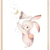 Rabbit catches the moon Plakat (21x29.7 cm (A4))
