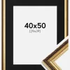 Ramme Abisko Guld 40x50 cm - Passepartout Sort 30x40 cm