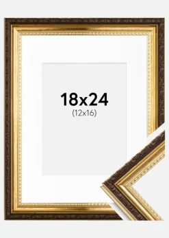 Ramme Abisko Guld 18x24 cm - Passepartout Hvid 13x17 cm