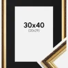 Ramme Abisko Guld 30x40 cm - Passepartout Sort 21x30 cm