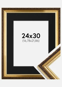Ramme Abisko Guld 24x30 cm - Passepartout Sort 7x9 inches (17,78x22,86 cm)