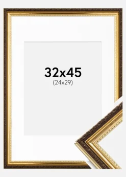 Ramme Abisko Guld 32x45 cm - Passepartout Hvid 25x30 cm