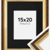 Ramme Abisko Guld 15x20 cm - Passepartout Sort 4x5 inches (10,16x12,7 cm)