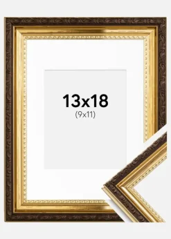 Ramme Abisko Guld 13x18 cm - Passepartout Hvid 10x12 cm