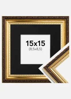 Ramme Abisko Guld 15x15 cm - Passepartout Sort 9x9 cm