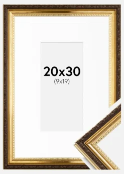 Ramme Abisko Guld 20x30 cm - Passepartout Hvid 10x20 cm