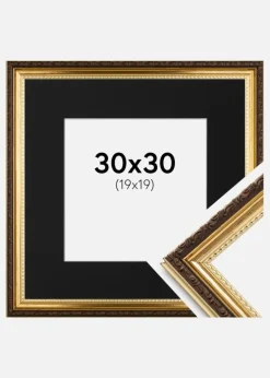 Ramme Abisko Guld 30x30 cm - Passepartout Sort 20x20 cm