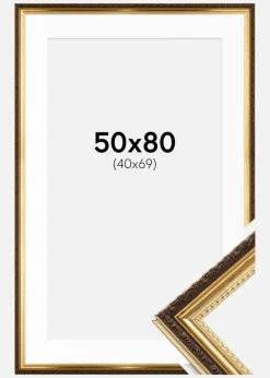 Ramme Abisko Guld 50x80 cm - Passepartout Hvid 41x70 cm