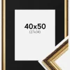 Ramme Abisko Guld 40x50 cm - Passepartout Sort 28x35 cm