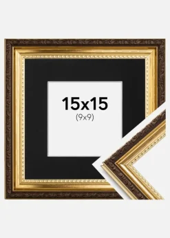 Ramme Abisko Guld 15x15 cm - Passepartout Sort 10x10 cm