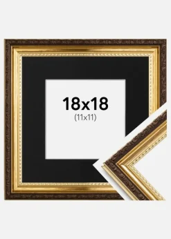 Ramme Abisko Guld 18x18 cm - Passepartout Sort 12x12 cm