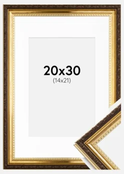 Ramme Abisko Guld 20x30 cm - Passepartout Hvid 15x22 cm