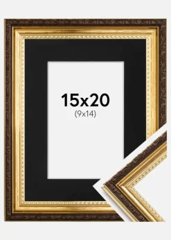 Ramme Abisko Guld 15x20 cm - Passepartout Sort 10x15 cm
