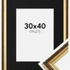 Ramme Abisko Guld 30x40 cm - Passepartout Sort 20x28 cm
