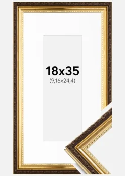 Ramme Abisko Guld 18x35 cm - Passepartout Hvid 4x10 inches (10,16x25,4 cm)