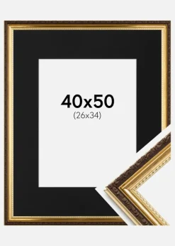 Ramme Abisko Guld 40x50 cm - Passepartout Sort 27x35 cm