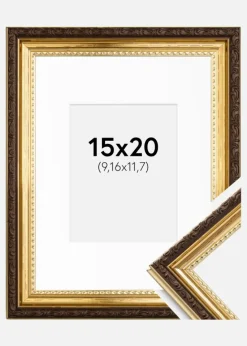 Ramme Abisko Guld 15x20 cm - Passepartout Hvid 4x5 inches (10,16x12,7 cm)