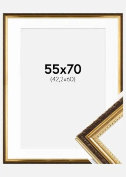 Ramme Abisko Guld 55x70 cm - Passepartout Hvid 43,2x61 cm (A2+)