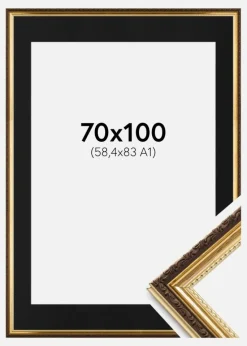 Ramme Abisko Guld 70x100 cm - Passepartout Sort 59,4x84 cm (A1)