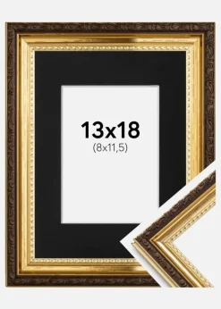 Ramme Abisko Guld 13x18 cm - Passepartout Sort 9x12 cm