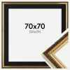 Ramme Abisko Guld 70x70 cm - Passepartout Sort 60x60 cm