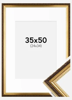 Ramme Abisko Guld 35x50 cm - Passepartout Hvid 25x35 cm