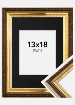 Ramme Abisko Guld 13x18 cm - Passepartout Sort 10x12 cm