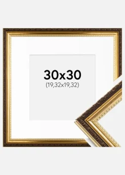 Ramme Abisko Guld 30x30 cm - Passepartout Hvid 8x8 inches (20,32x20,32 cm)