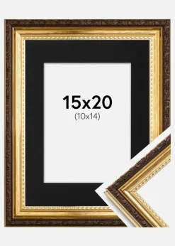 Ramme Abisko Guld 15x20 cm - Passepartout Sort 11x15 cm