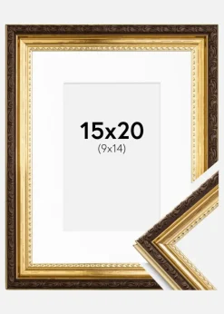 Ramme Abisko Guld 15x20 cm - Passepartout Hvid 10x15 cm