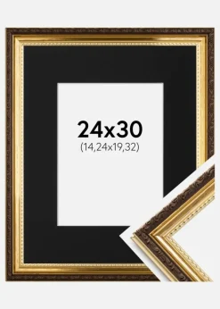 Ramme Abisko Guld 24x30 cm - Passepartout Sort 6x8 inches (15,24x20,32 cm)