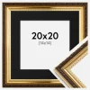 Ramme Abisko Guld 20x20 cm - Passepartout Sort 15x15 cm