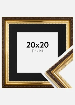 Ramme Abisko Guld 20x20 cm - Passepartout Sort 15x15 cm