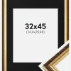 Ramme Abisko Guld 32x45 cm - Passepartout Sort 10x12 inches (25,4x30,48 cm)