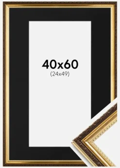 Ramme Abisko Guld 40x60 cm - Passepartout Sort 25x50 cm