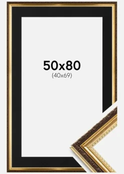 Ramme Abisko Guld 50x80 cm - Passepartout Sort 41x70 cm