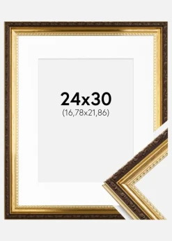 Ramme Abisko Guld 24x30 cm - Passepartout Hvid 7x9 inches (17,78x22,86 cm)